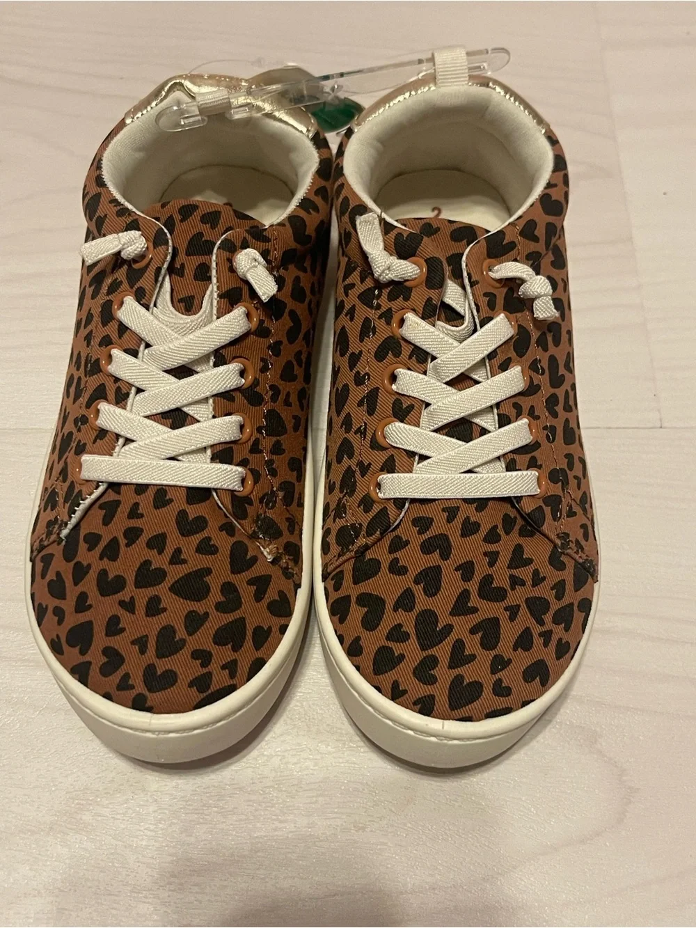 Carter's Tan Leopard Heart-Print Sneakers with White Laces
